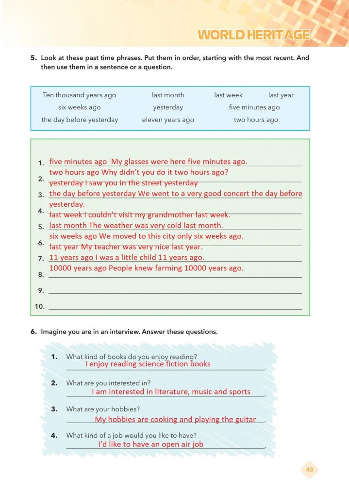 9. sınıf ingilizce pasifik yayınları çalışma kitabı sayfa 43 cevapları