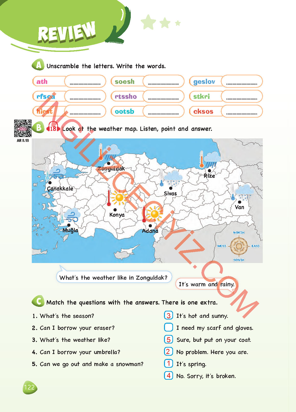 4. Sınıf SDR Dikey Yayıncılık İngilizce Ders Kitabı Sayfa 122 Cevapları