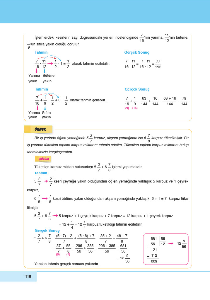 6. Sınıf Doğa Yayınları Matematik Ders Kitabı Sayfa 116 Cevapları