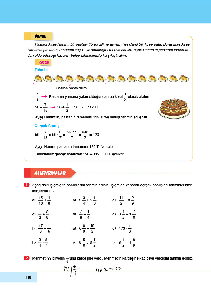 6. Sınıf Doğa Yayınları Matematik Ders Kitabı Sayfa 118 Cevapları