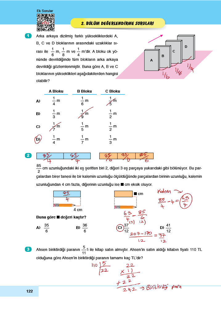 6. Sınıf Doğa Yayınları Matematik Ders Kitabı Sayfa 122 Cevapları