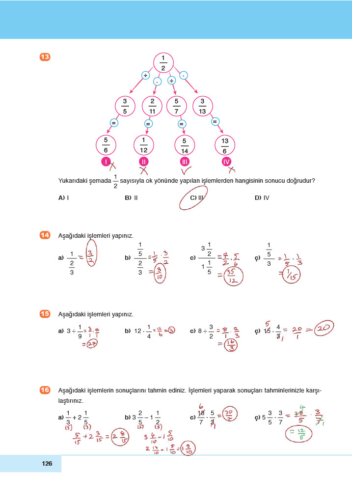 6. Sınıf Doğa Yayınları Matematik Ders Kitabı Sayfa 126 Cevapları