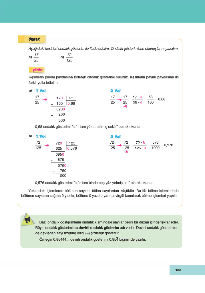 6. Sınıf Doğa Yayınları Matematik Ders Kitabı Sayfa 133 Cevapları