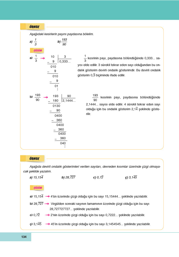 6. Sınıf Doğa Yayınları Matematik Ders Kitabı Sayfa 134 Cevapları