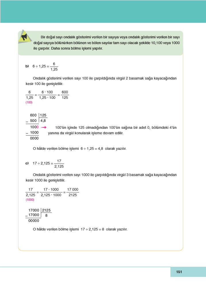 6. Sınıf Doğa Yayınları Matematik Ders Kitabı Sayfa 151 Cevapları