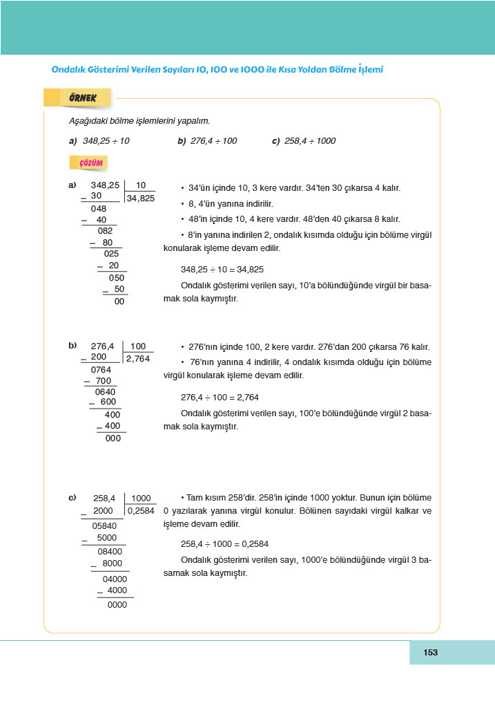 6. Sınıf Doğa Yayınları Matematik Ders Kitabı Sayfa 153 Cevapları