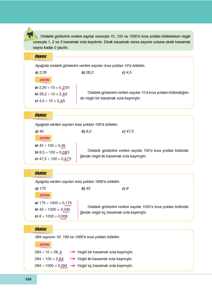 6. Sınıf Doğa Yayınları Matematik Ders Kitabı Sayfa 154 Cevapları