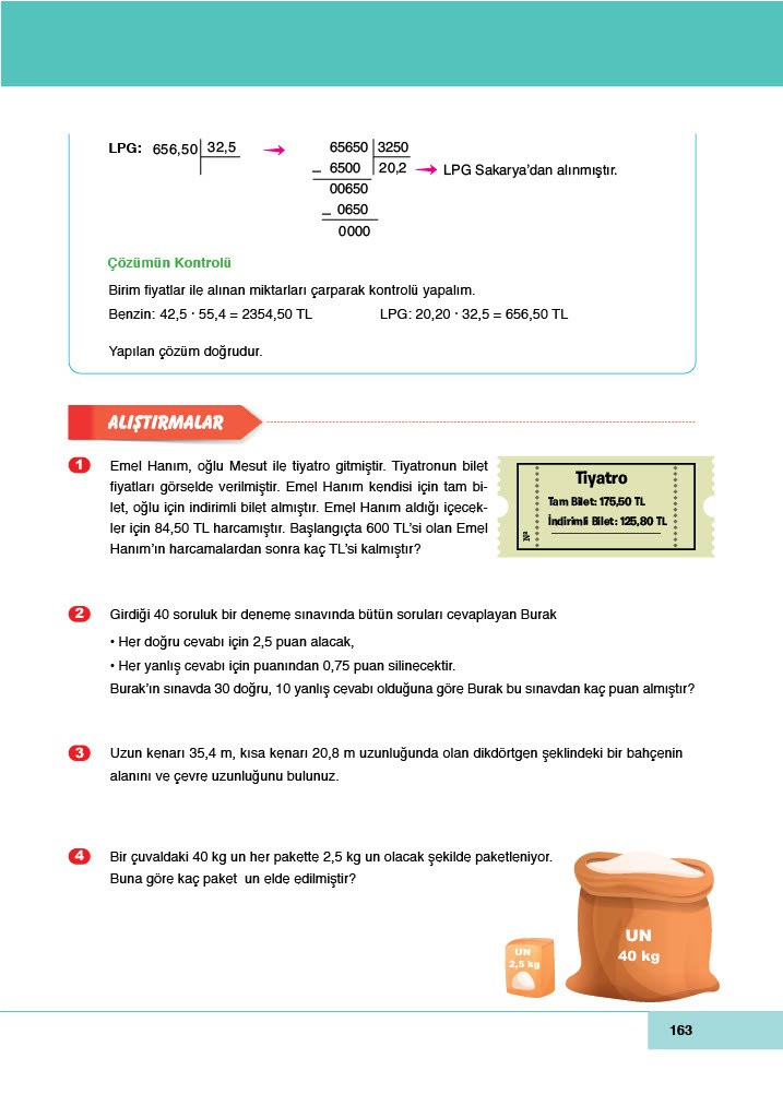 6. Sınıf Doğa Yayınları Matematik Ders Kitabı Sayfa 163 Cevapları