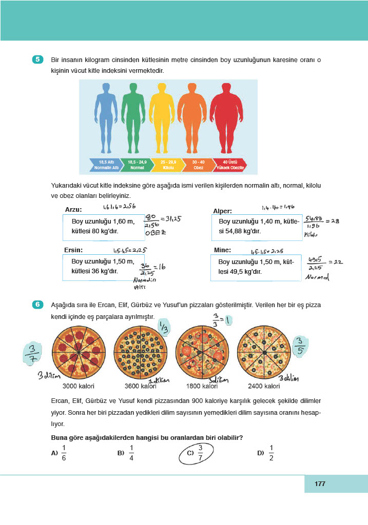 6. Sınıf Doğa Yayınları Matematik Ders Kitabı Sayfa 177 Cevapları