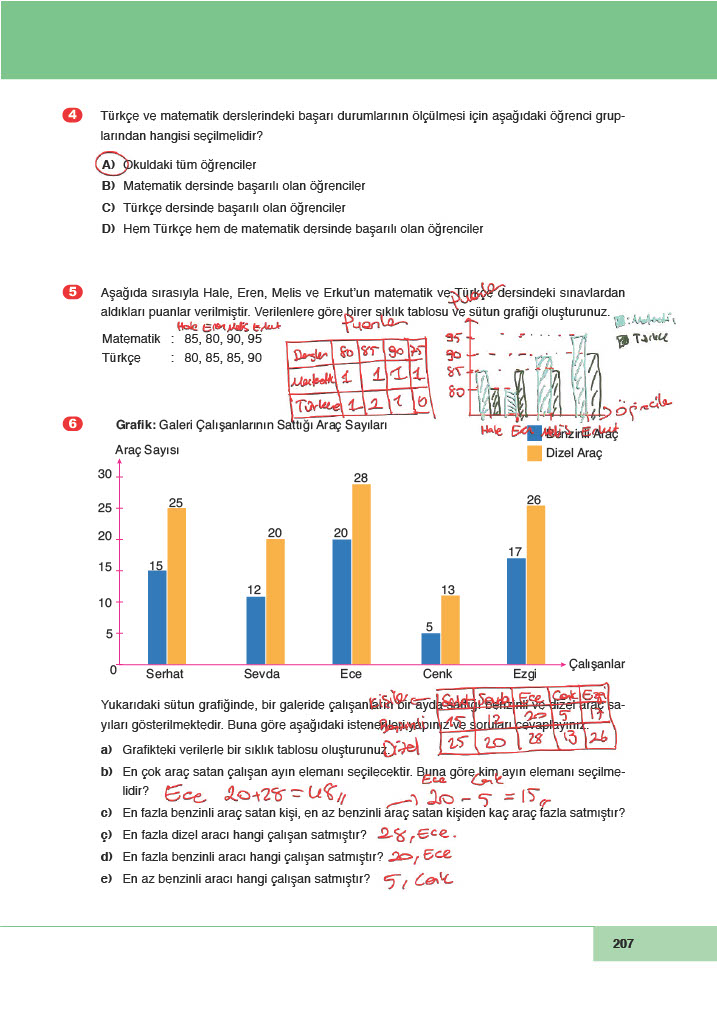 6. Sınıf Doğa Yayınları Matematik Ders Kitabı Sayfa 207 Cevapları