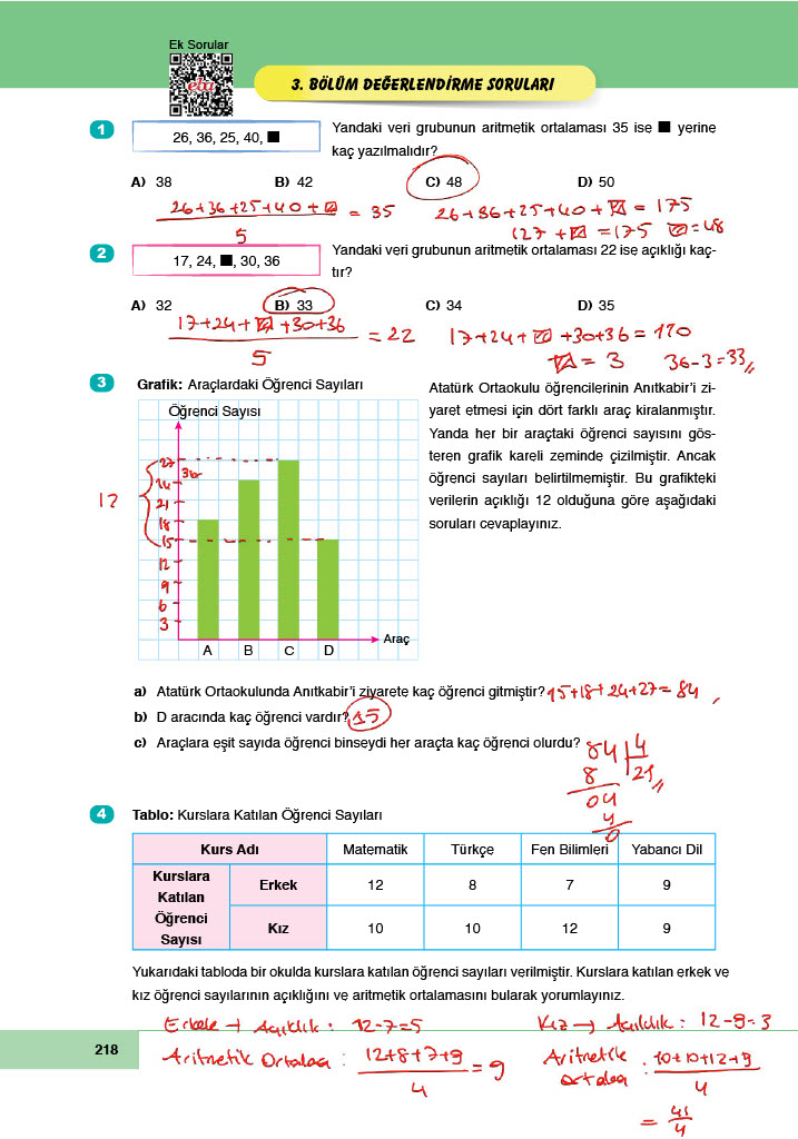 6. Sınıf Doğa Yayınları Matematik Ders Kitabı Sayfa 218 Cevapları