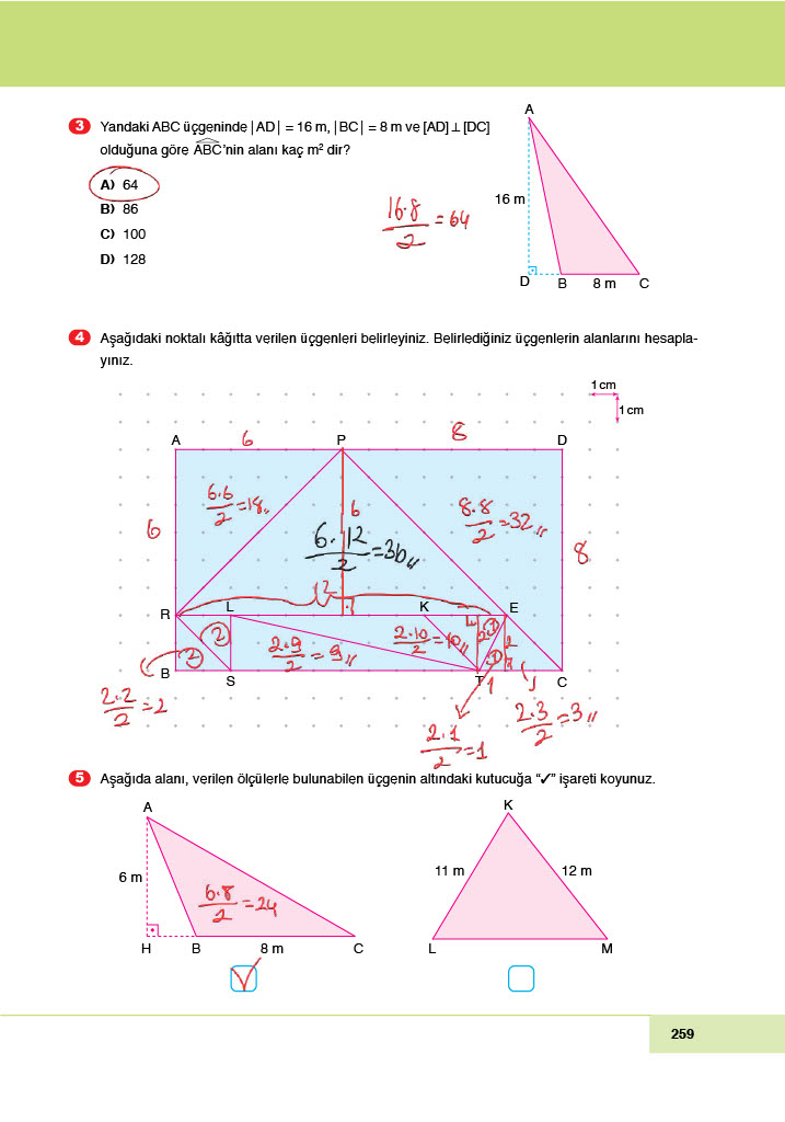 6. Sınıf Doğa Yayınları Matematik Ders Kitabı Sayfa 259 Cevapları