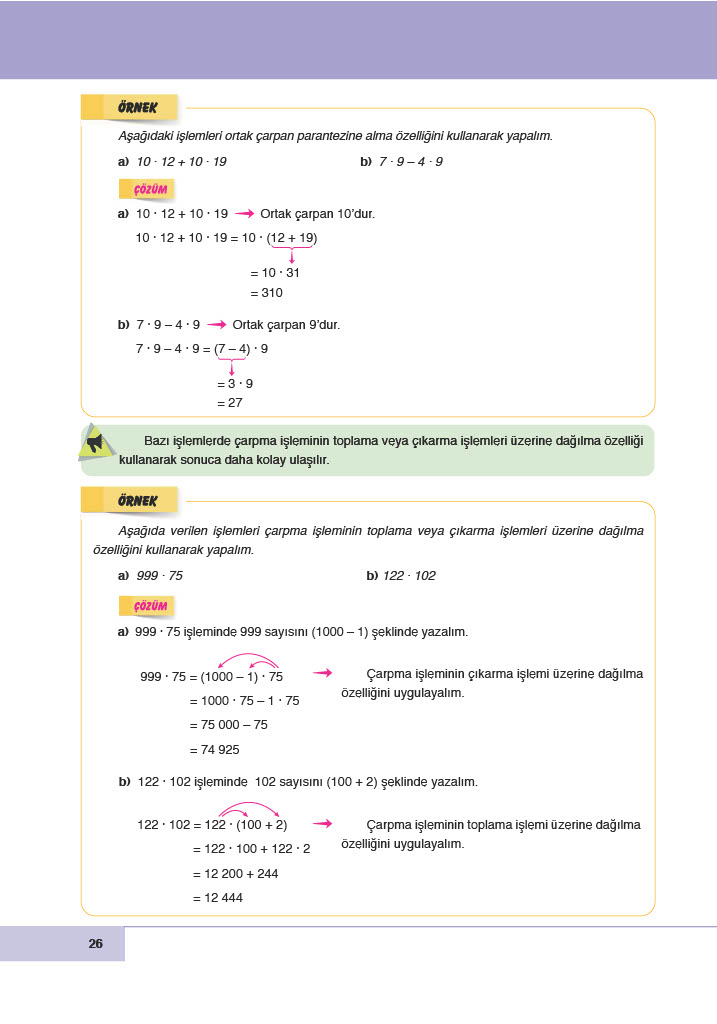 6. Sınıf Doğa Yayınları Matematik Ders Kitabı Sayfa 26 Cevapları