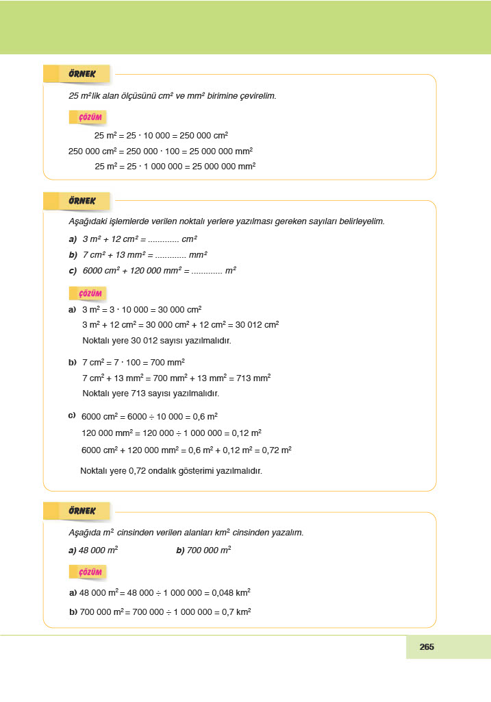 6. Sınıf Doğa Yayınları Matematik Ders Kitabı Sayfa 265 Cevapları