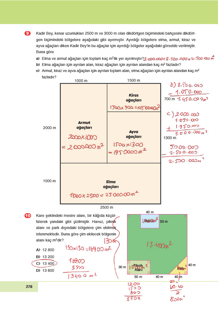 6. Sınıf Doğa Yayınları Matematik Ders Kitabı Sayfa 278 Cevapları