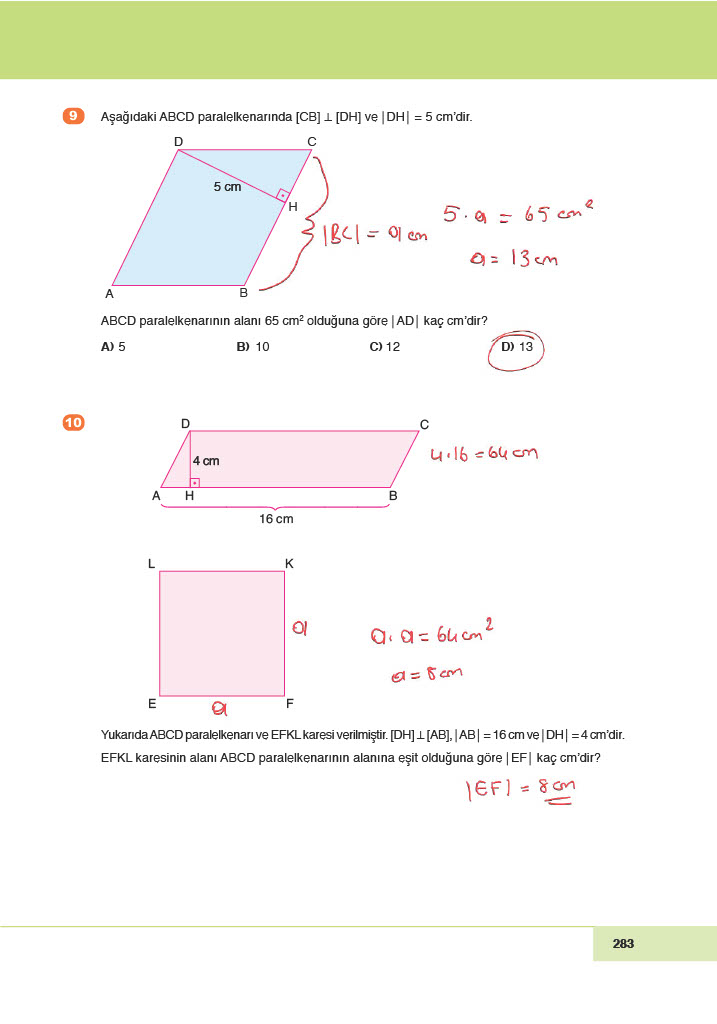 6. Sınıf Doğa Yayınları Matematik Ders Kitabı Sayfa 283 Cevapları