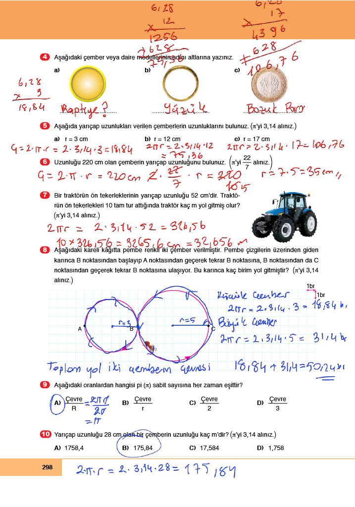 6. Sınıf Doğa Yayınları Matematik Ders Kitabı Sayfa 298 Cevapları