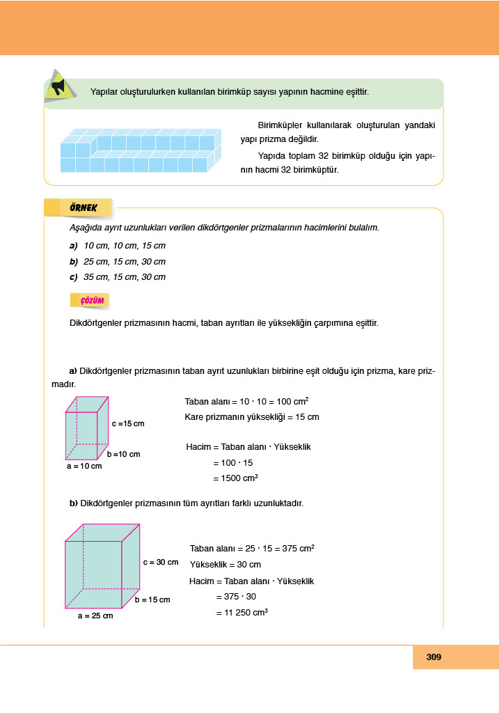 6. Sınıf Doğa Yayınları Matematik Ders Kitabı Sayfa 309 Cevapları