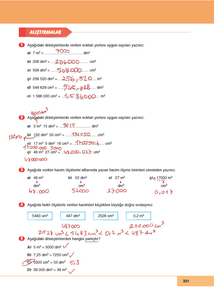 6. Sınıf Doğa Yayınları Matematik Ders Kitabı Sayfa 321 Cevapları