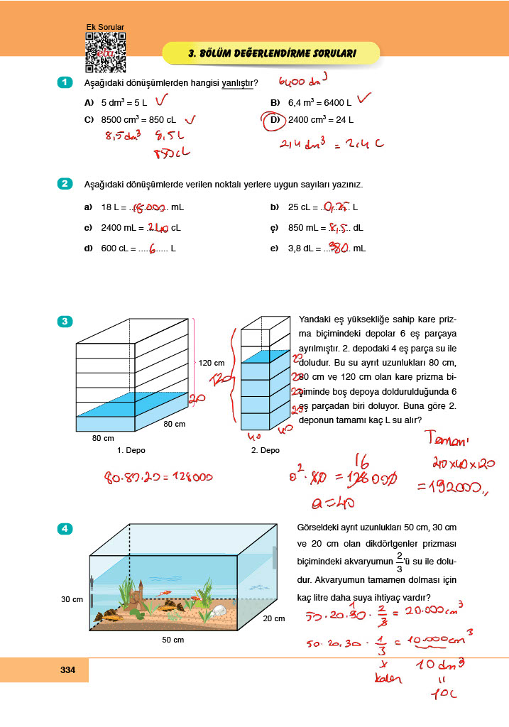 6. Sınıf Doğa Yayınları Matematik Ders Kitabı Sayfa 334 Cevapları