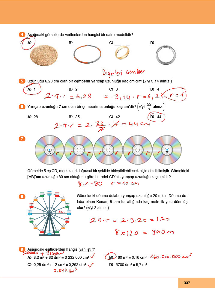 6. Sınıf Doğa Yayınları Matematik Ders Kitabı Sayfa 337 Cevapları