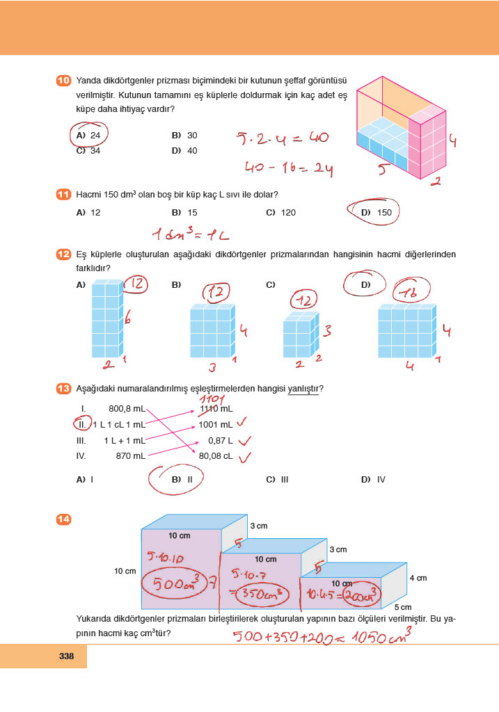 6. Sınıf Doğa Yayınları Matematik Ders Kitabı Sayfa 338 Cevapları