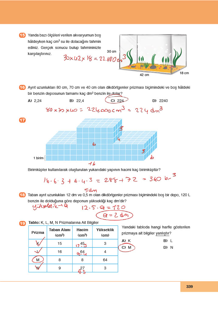 6. Sınıf Doğa Yayınları Matematik Ders Kitabı Sayfa 339 Cevapları