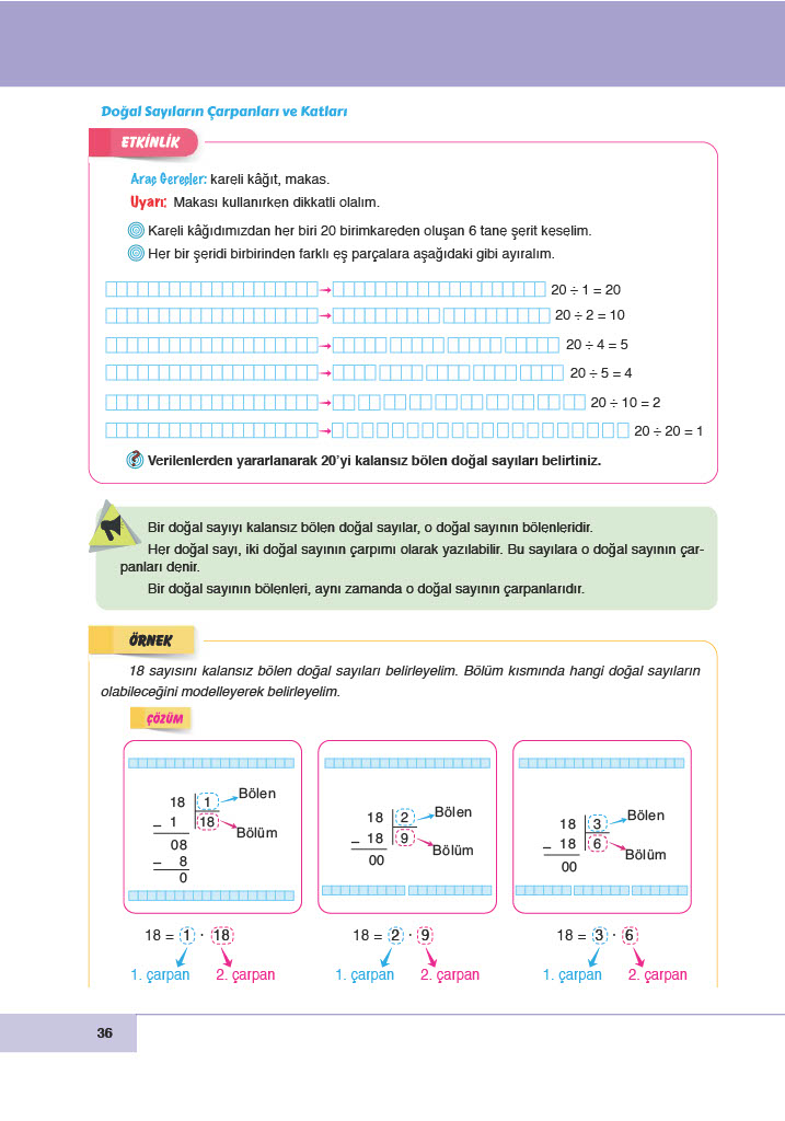 6. Sınıf Doğa Yayınları Matematik Ders Kitabı Sayfa 36 Cevapları