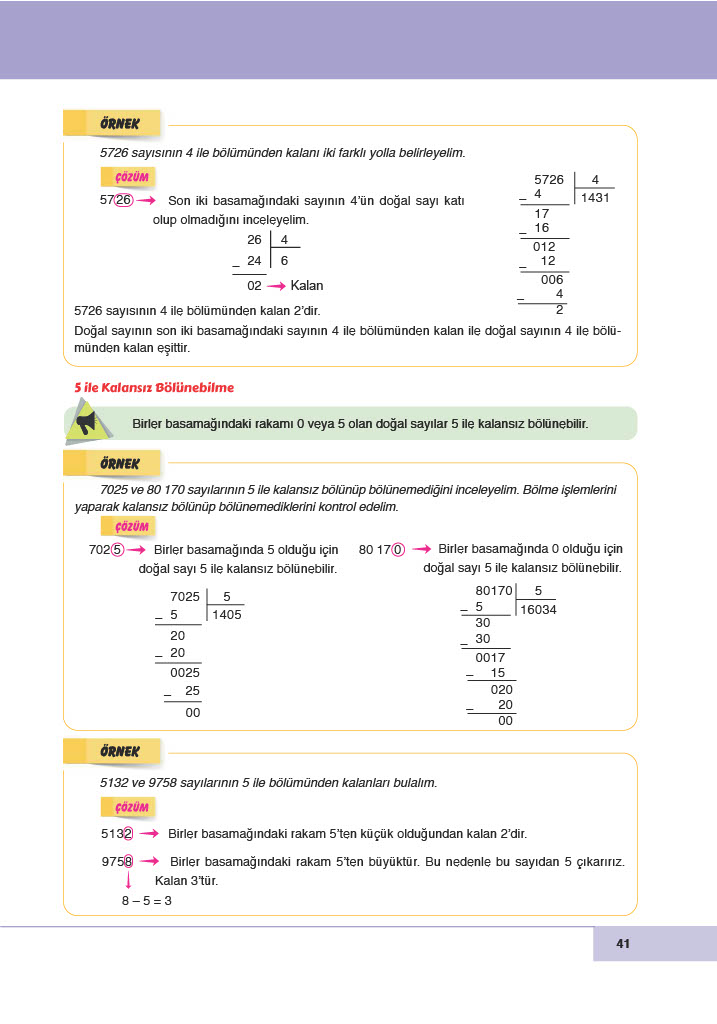 6. Sınıf Doğa Yayınları Matematik Ders Kitabı Sayfa 41 Cevapları