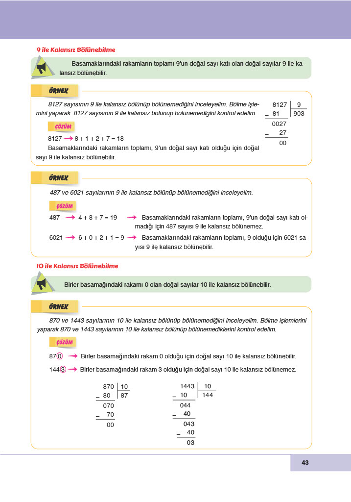 6. Sınıf Doğa Yayınları Matematik Ders Kitabı Sayfa 43 Cevapları