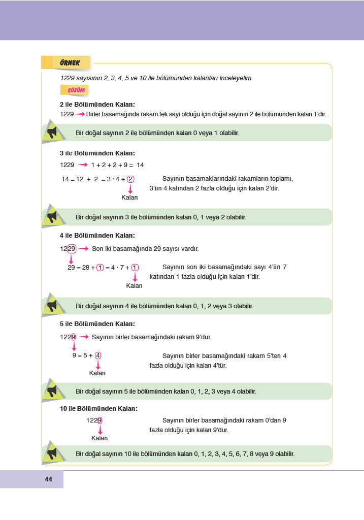 6. Sınıf Doğa Yayınları Matematik Ders Kitabı Sayfa 44 Cevapları