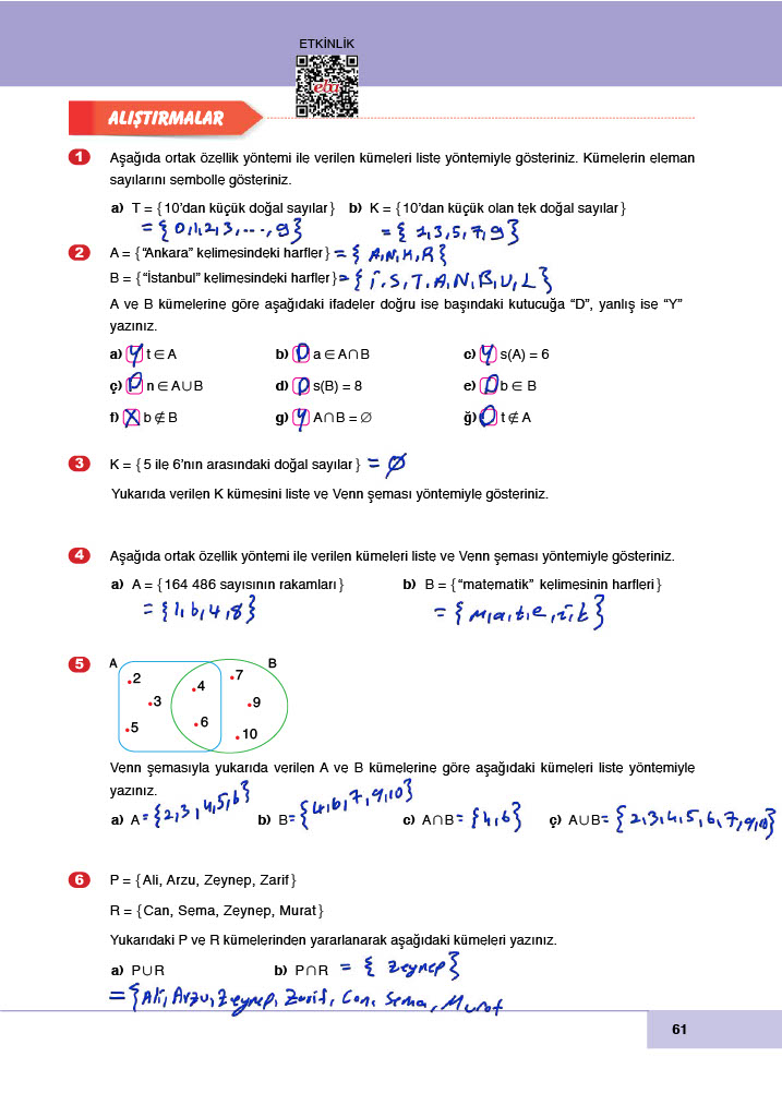 6. Sınıf Doğa Yayınları Matematik Ders Kitabı Sayfa 61 Cevapları