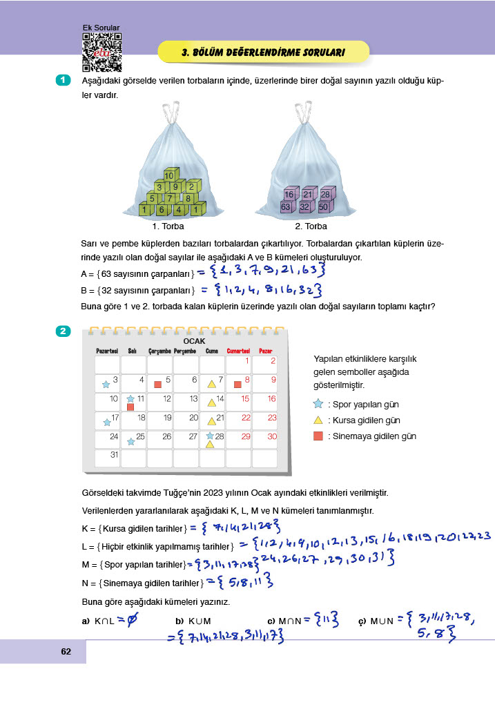 6. Sınıf Doğa Yayınları Matematik Ders Kitabı Sayfa 62 Cevapları