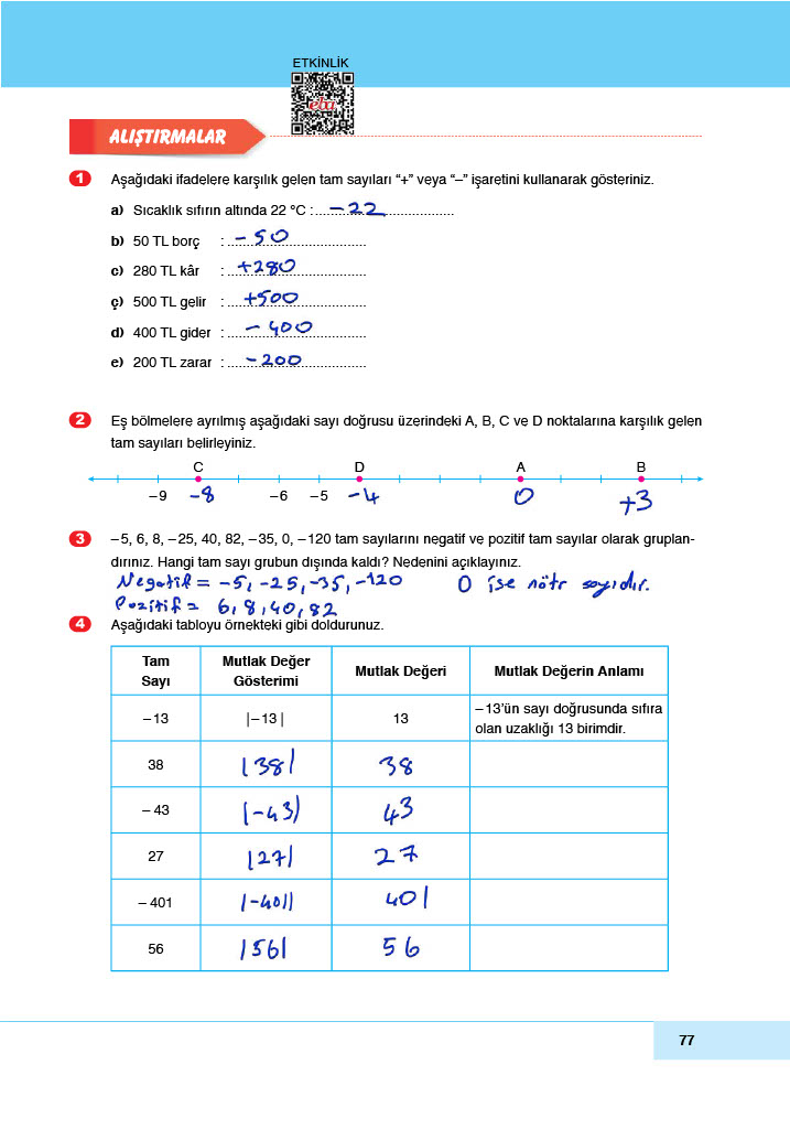 6. Sınıf Doğa Yayınları Matematik Ders Kitabı Sayfa 77 Cevapları