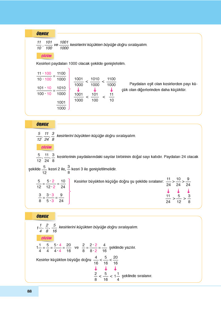 6. Sınıf Doğa Yayınları Matematik Ders Kitabı Sayfa 88 Cevapları