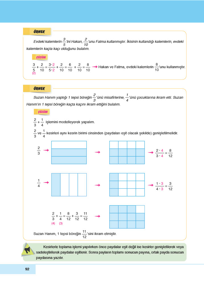 6. Sınıf Doğa Yayınları Matematik Ders Kitabı Sayfa 92 Cevapları