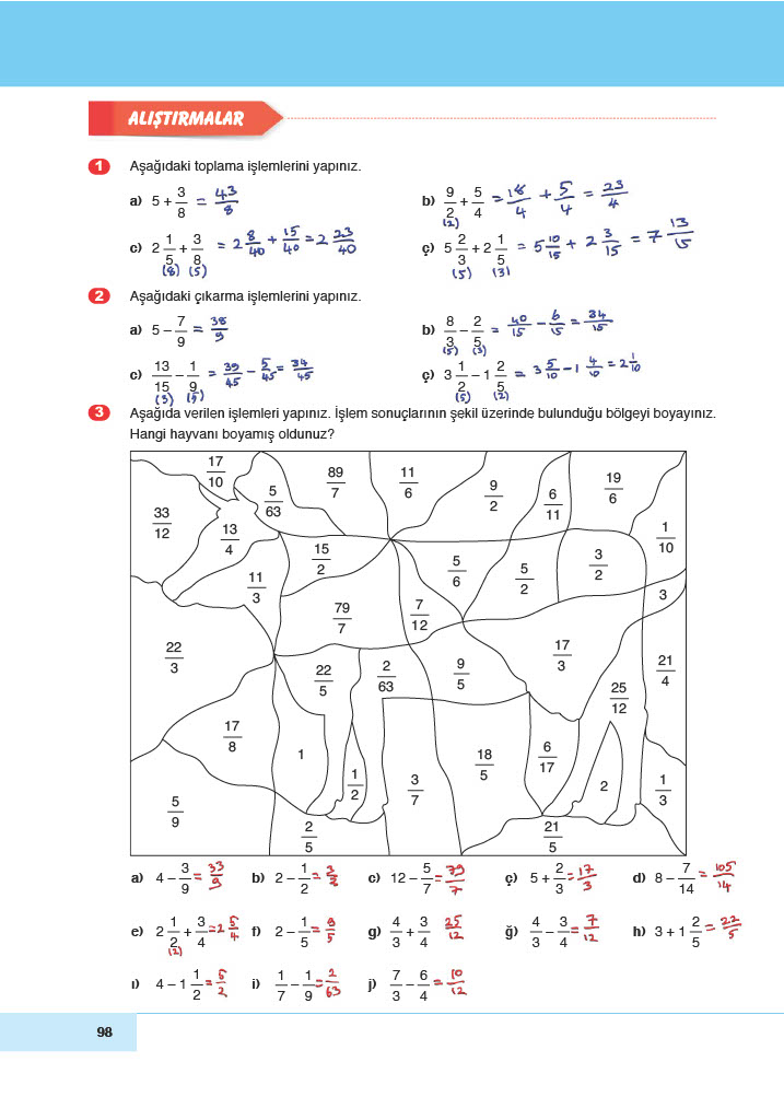 6. Sınıf Doğa Yayınları Matematik Ders Kitabı Sayfa 98 Cevapları