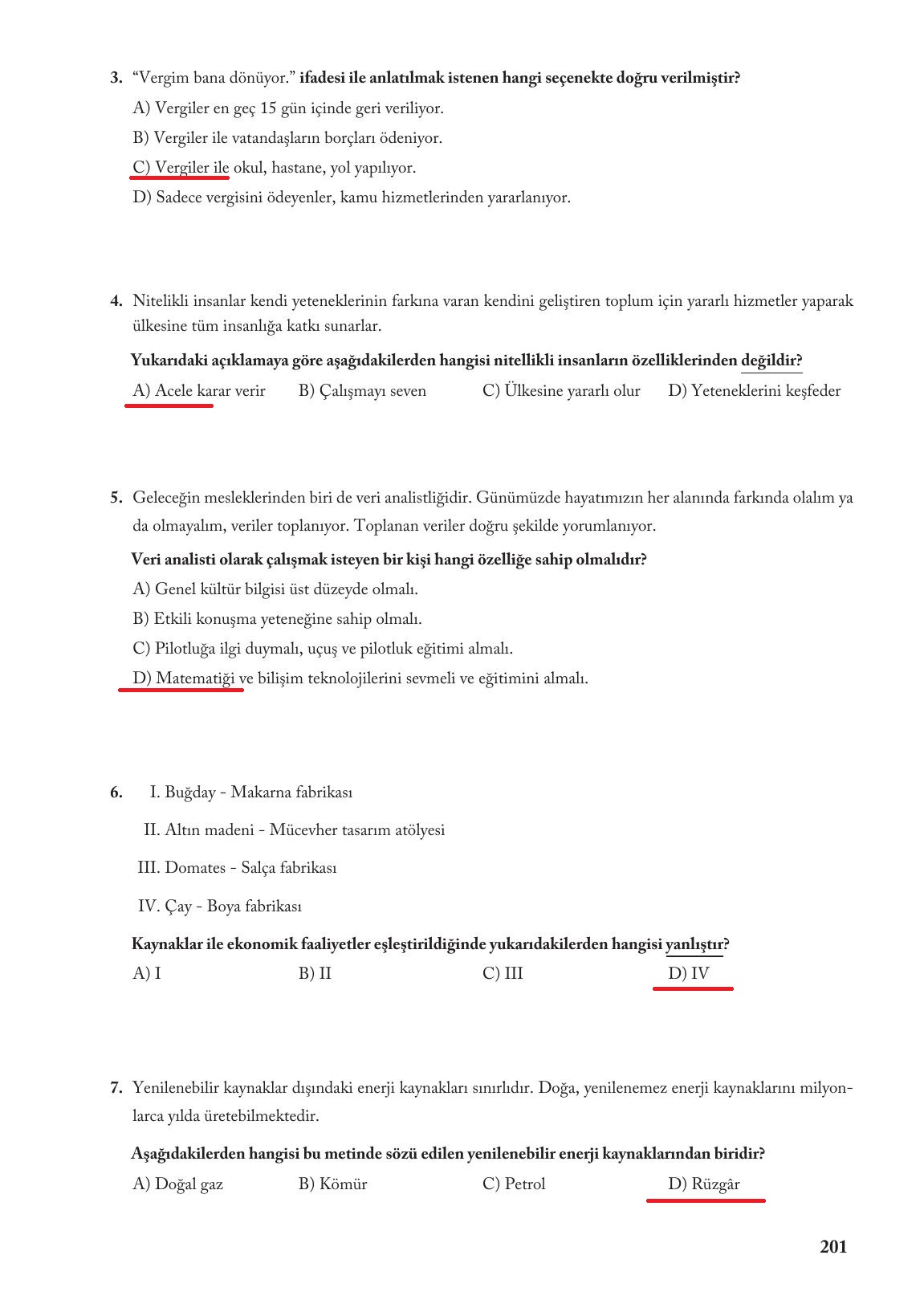 6. Sınıf Evos Yayınları Sosyal Bilgiler Ders Kitabı Sayfa 201 Cevapları