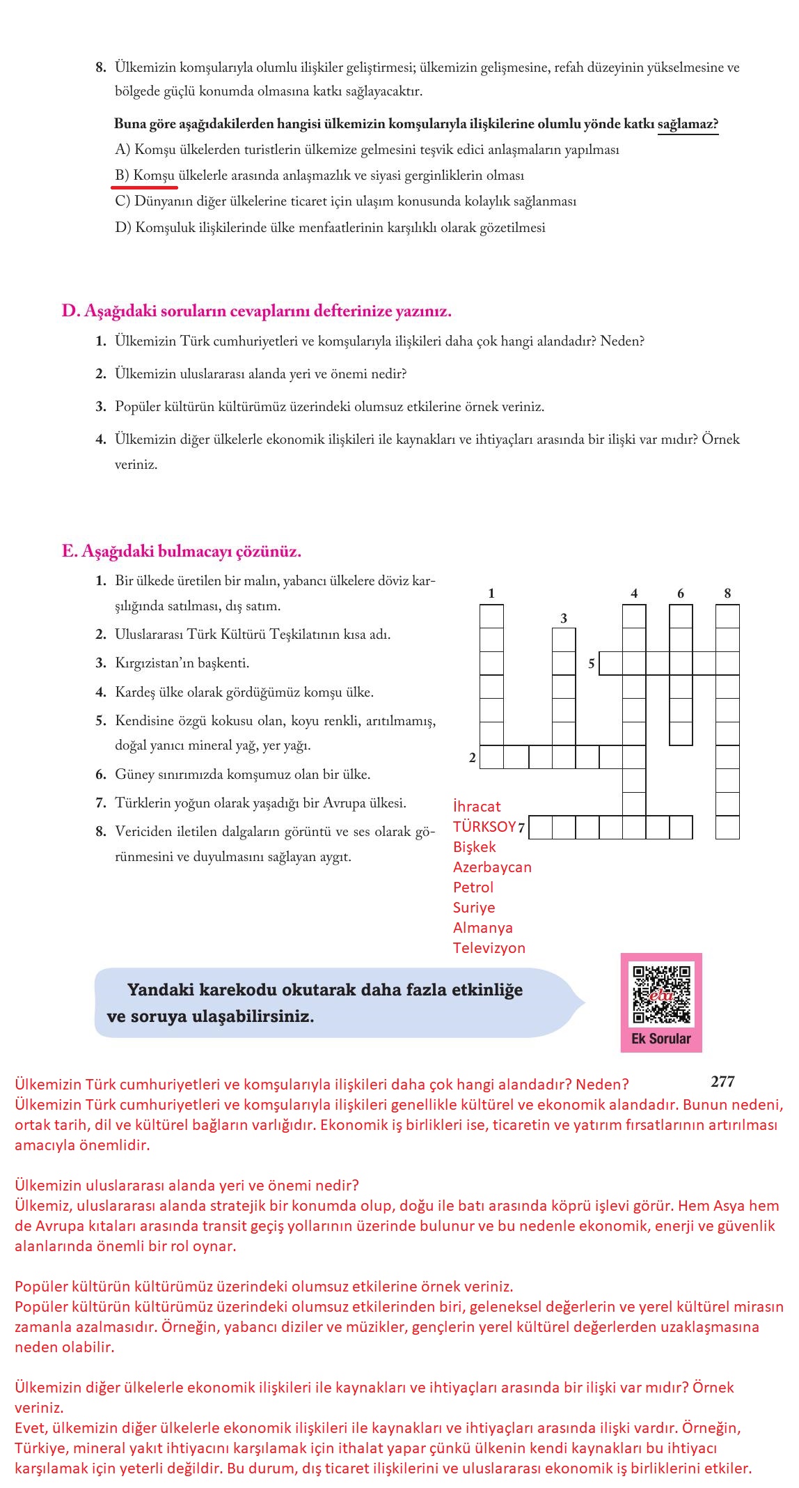6. Sınıf Evos Yayınları Sosyal Bilgiler Ders Kitabı Sayfa 277 Cevapları