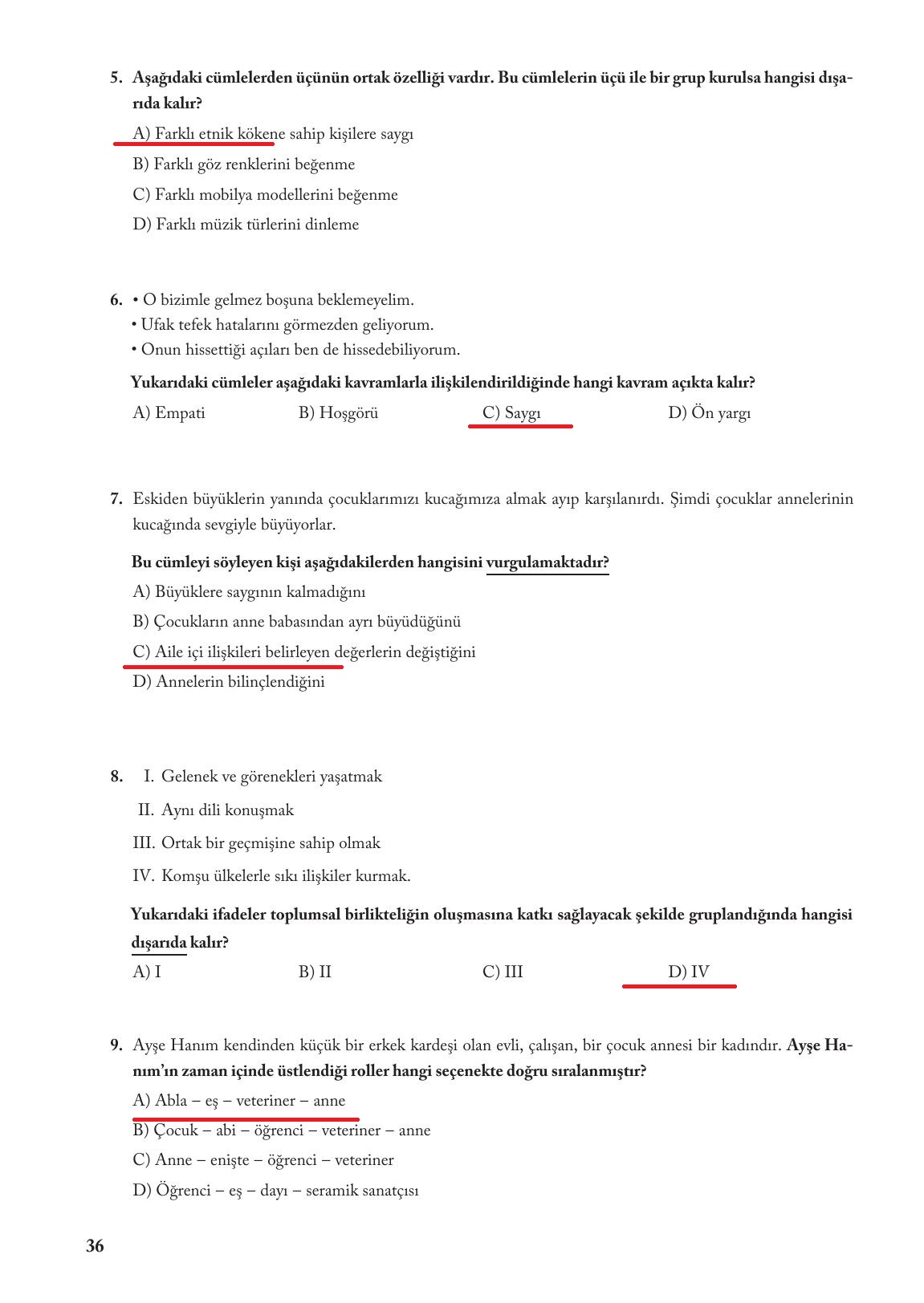 6. Sınıf Evos Yayınları Sosyal Bilgiler Ders Kitabı Sayfa 36 Cevapları