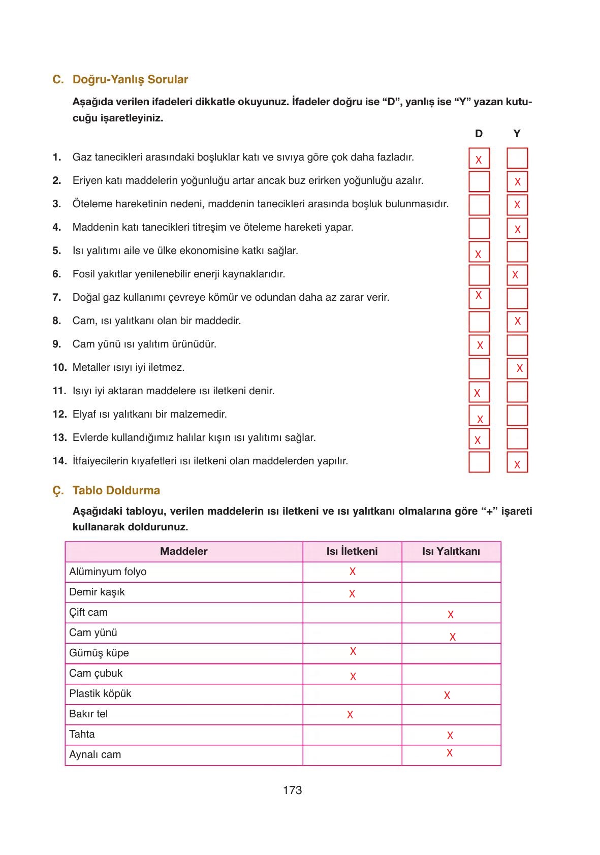 6. Sınıf Gün Yayınları Fen Bilimleri Ders Kitabı Sayfa 173 Cevapları