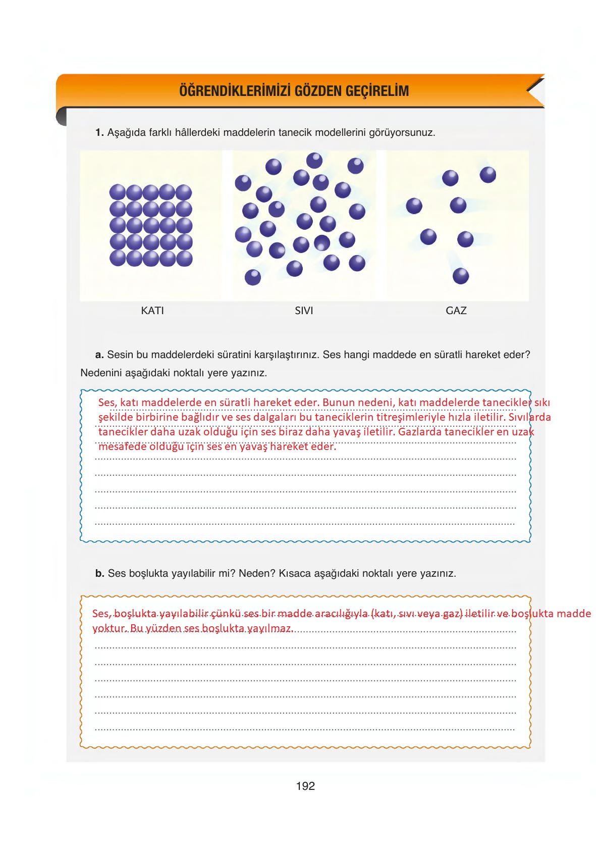 6. Sınıf Gün Yayınları Fen Bilimleri Ders Kitabı Sayfa 192 Cevapları