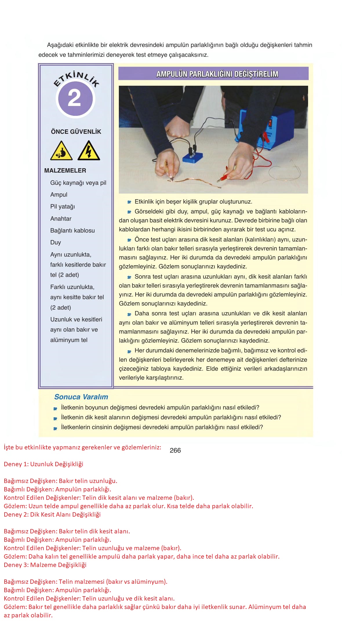 6. Sınıf Gün Yayınları Fen Bilimleri Ders Kitabı Sayfa 266 Cevapları