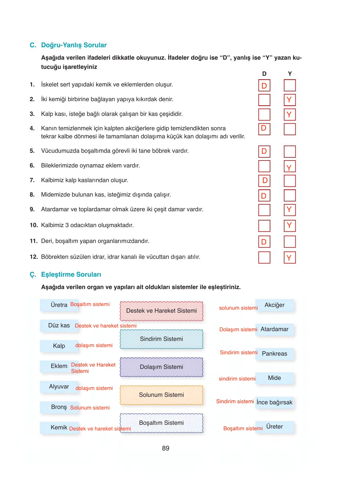 6. Sınıf Gün Yayınları Fen Bilimleri Ders Kitabı Sayfa 89 Cevapları