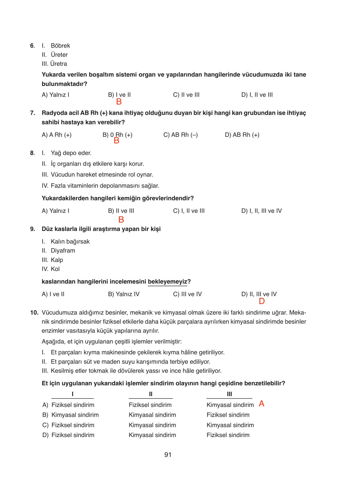 6. Sınıf Gün Yayınları Fen Bilimleri Ders Kitabı Sayfa 91 Cevapları