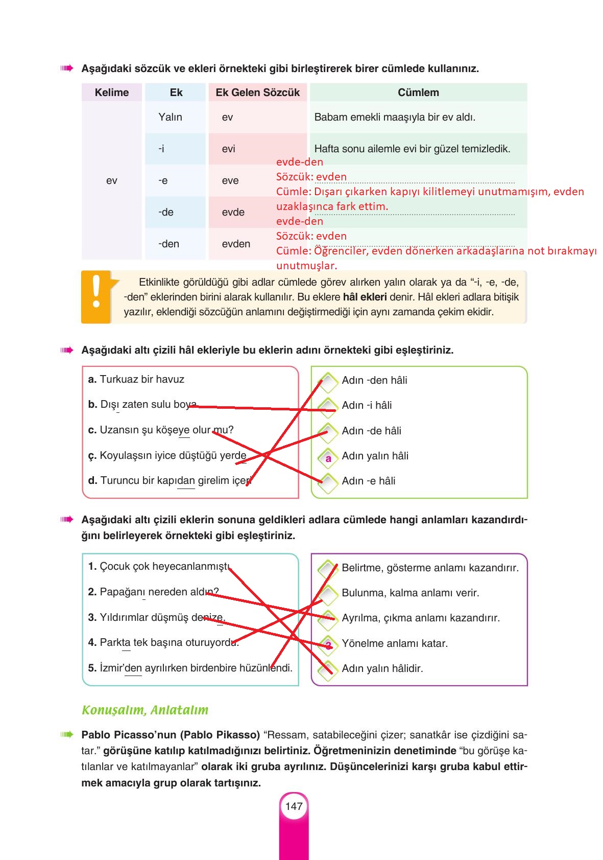 6. Sınıf Yıldırım Yayınları Türkçe Ders Kitabı Sayfa 147 Cevapları