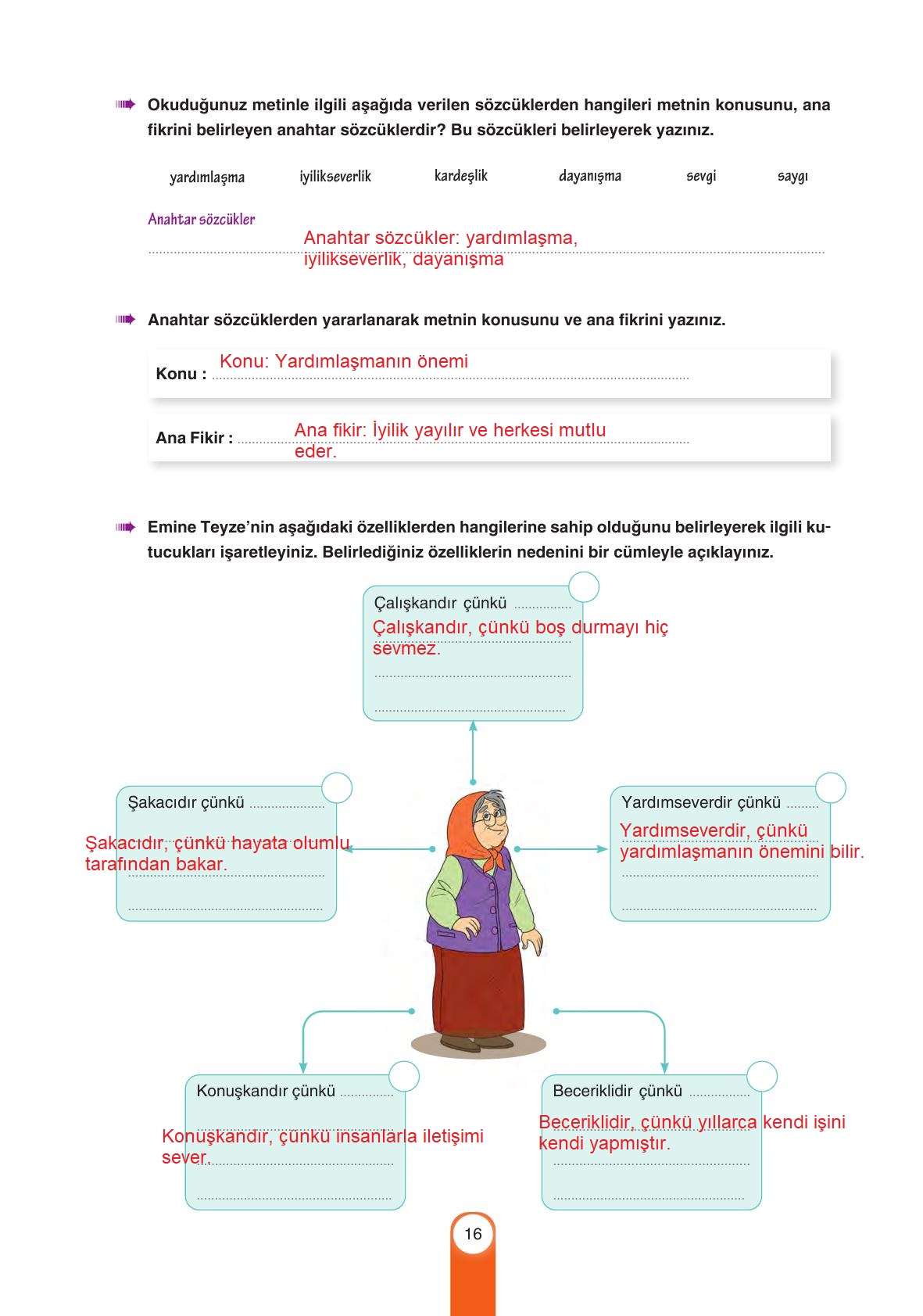 6. Sınıf Yıldırım Yayınları Türkçe Ders Kitabı Sayfa 16 Cevapları