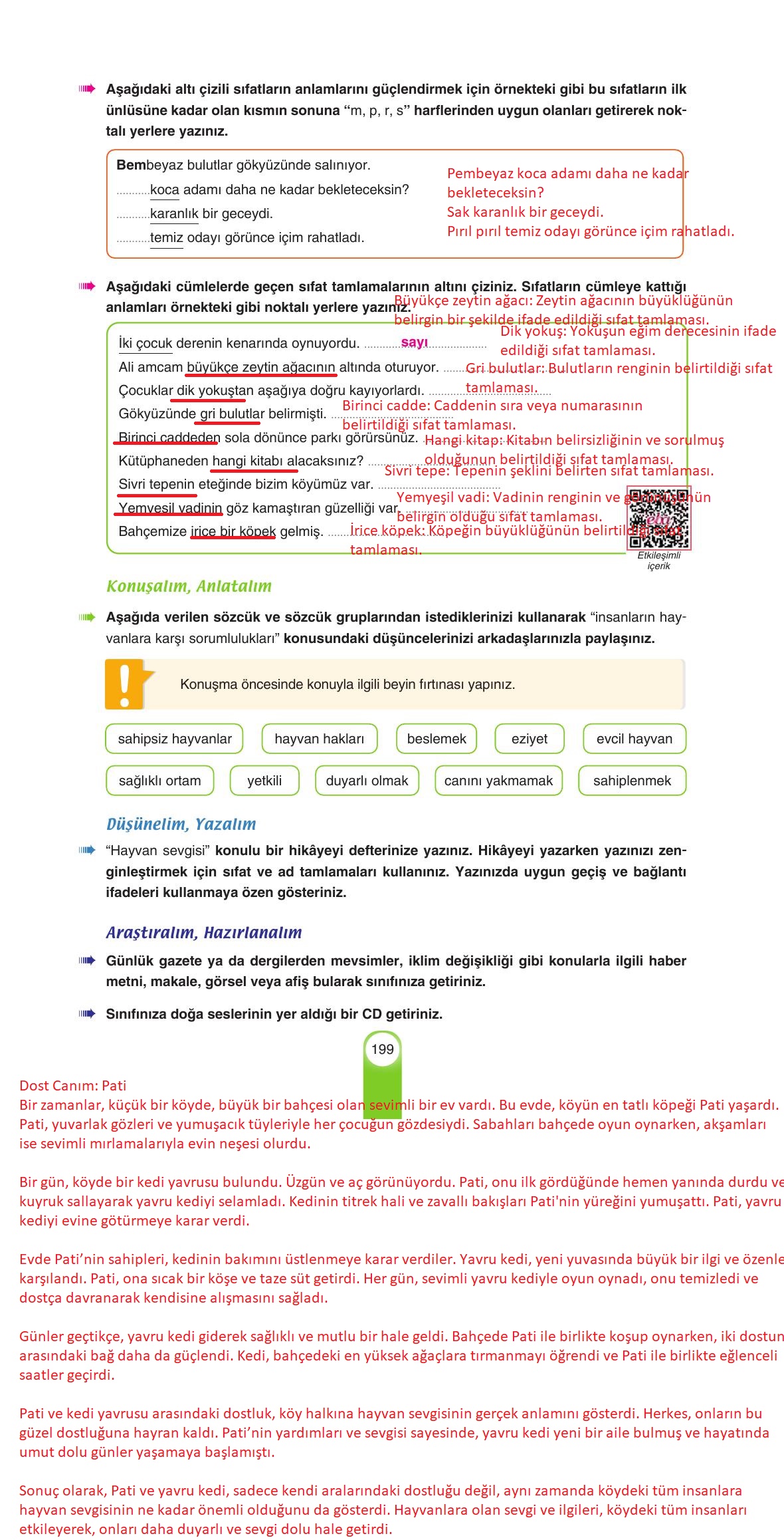 6. Sınıf Yıldırım Yayınları Türkçe Ders Kitabı Sayfa 199 Cevapları