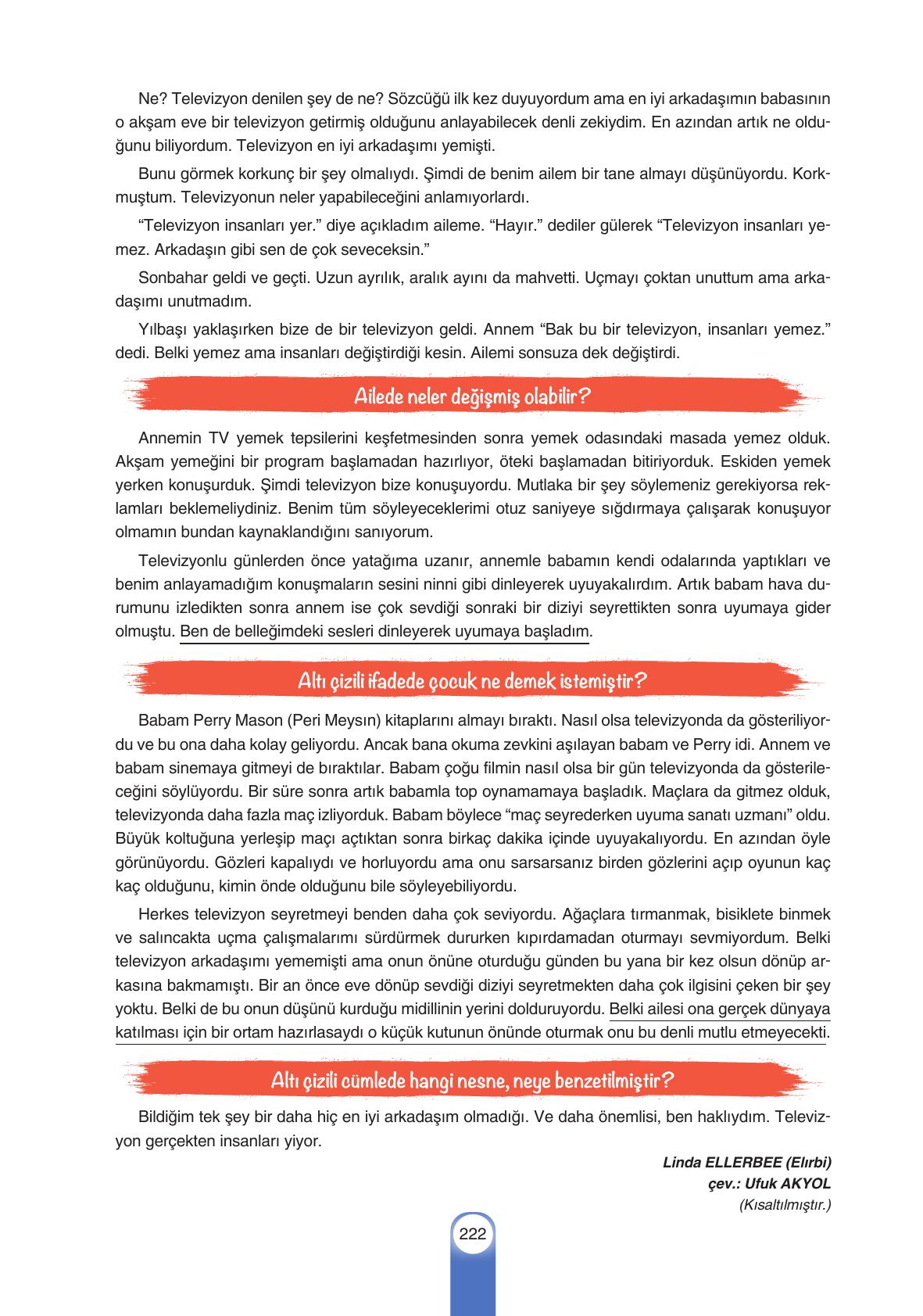 6. Sınıf Yıldırım Yayınları Türkçe Ders Kitabı Sayfa 222 Cevapları