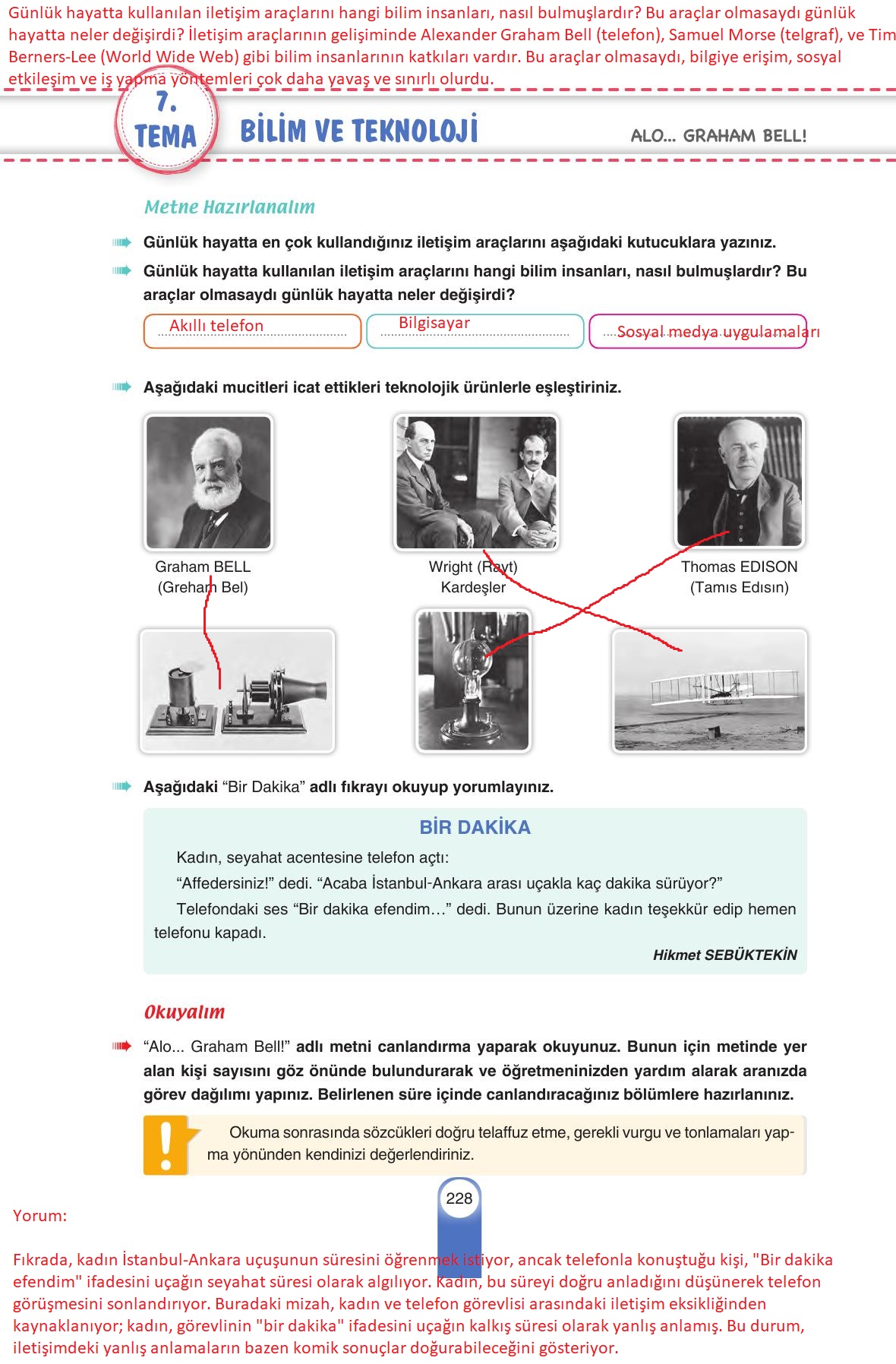 6. Sınıf Yıldırım Yayınları Türkçe Ders Kitabı Sayfa 228 Cevapları